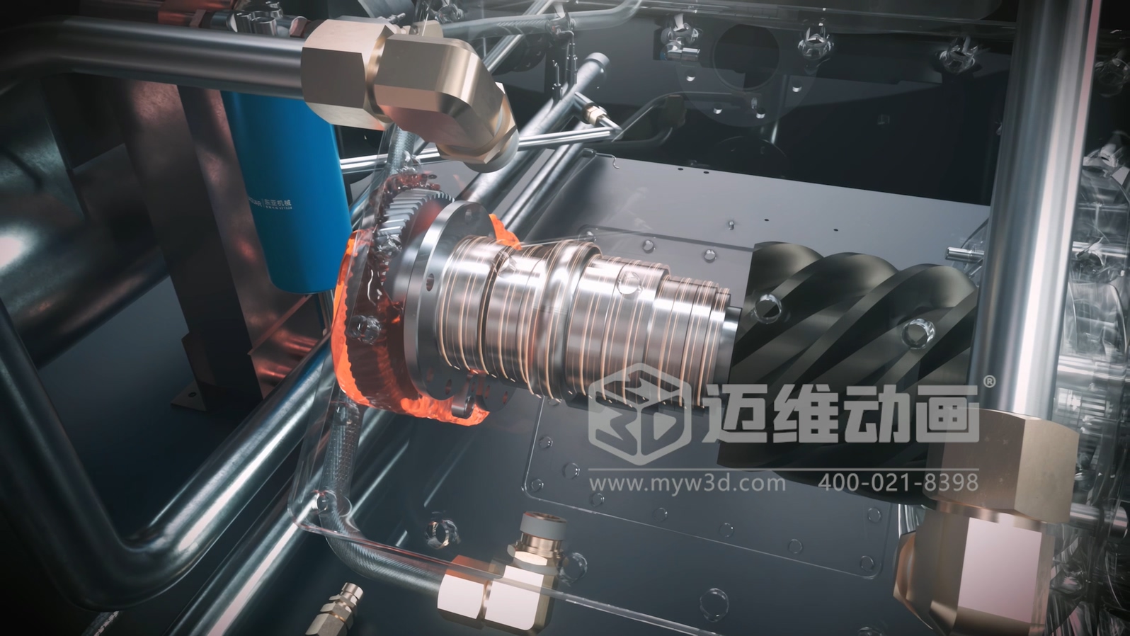 解密無(wú)油螺桿壓縮機(jī)！邁維動(dòng)畫用3D技術(shù)激活工業(yè)機(jī)械的可視化力量(圖3)